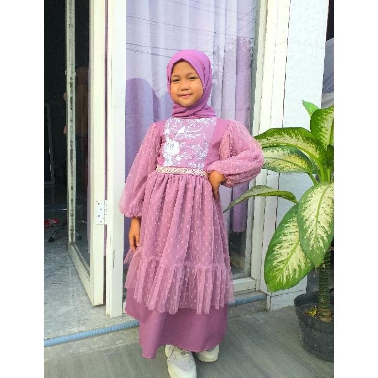 Miliki - SET GAMIS ANAK/GAMIS ANAK TILE/GAUN PESTA/GAMIS BROKAT/TILE DOT