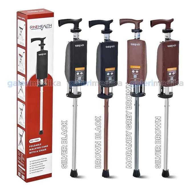 Tongkat Kursi Portable Premium Onehealth Oh-Td01 Aluminium 2 Fungsi Tongkat Kursi Lipat