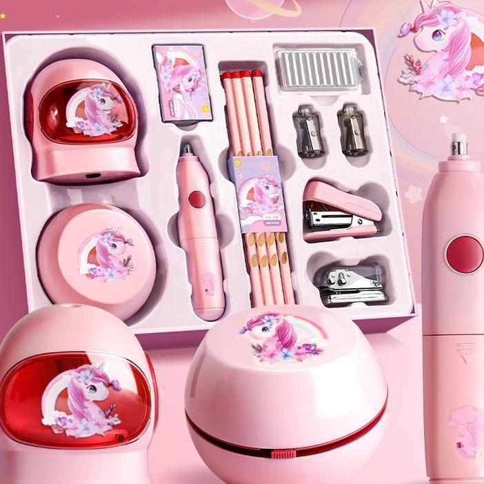 

Loooopy Electric Stationery Set Set Alat Tulis Elektronik Rautan Penghapus Vacuum Pencil 11 In 1Set Alat Tulis Elektronik Belajar Anak Perempuan Kado