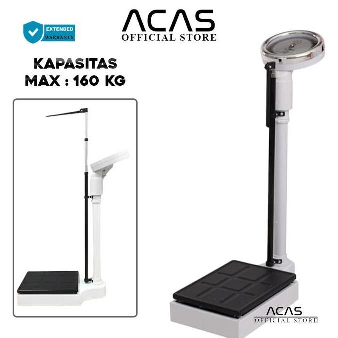 ACAS RGZ-160 Timbangan Badan 160kg Manual  Jarum Timbang Berat Badan Pengukur Tinggi / Panjang Badan