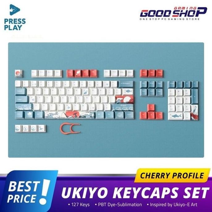 Press Play Ukiyo Sea Waves Pbt Dye Sub Keycaps 108 Keys Co