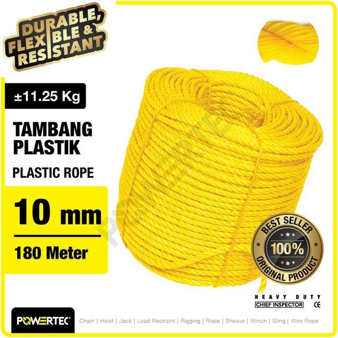 

TALI TAMBANG PLASTIK 10MM X 180M PLASTIC ROPE POWERTEC - KUNING ORIGINAL DAN TERPERCAYA