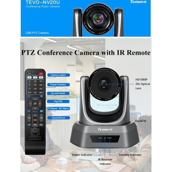 Tenveo Camera Nv20U / Nv20A 20X Ptz Fhd 1080P Conference Resmi Co