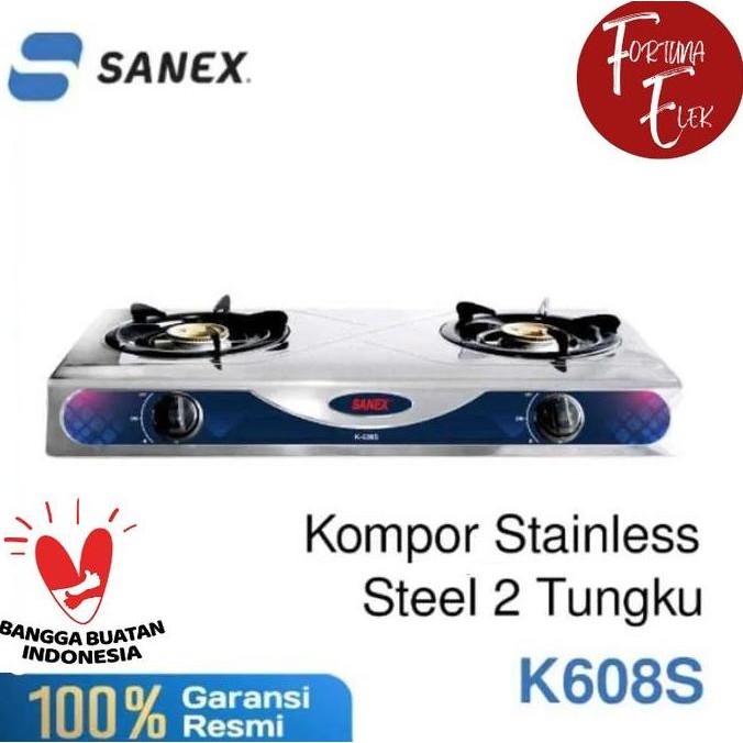 PROMO - Sanex Kompor Gas Stainles 2 Tungku K - 608 S