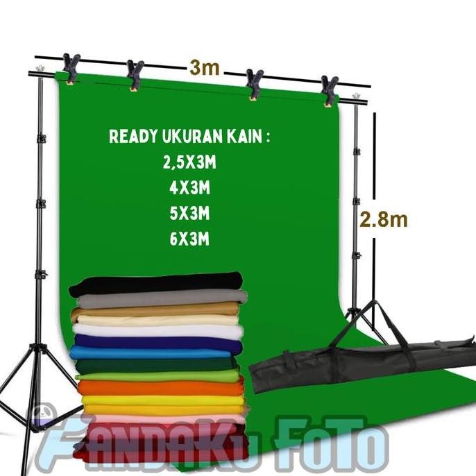 TERMURAH - Stand background dengan kain backdrop green screen