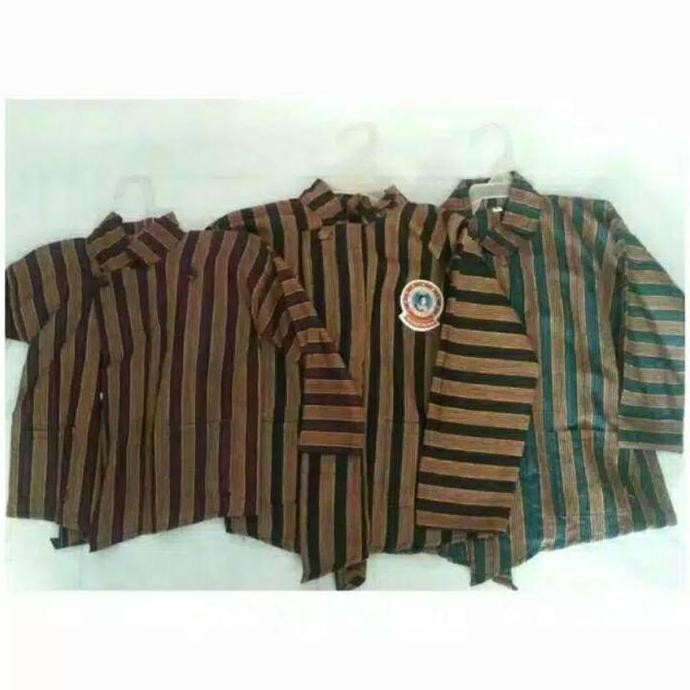 Setelan Surjan Lurik Anak - Baju+Celana Jarik Putih+Blangkon