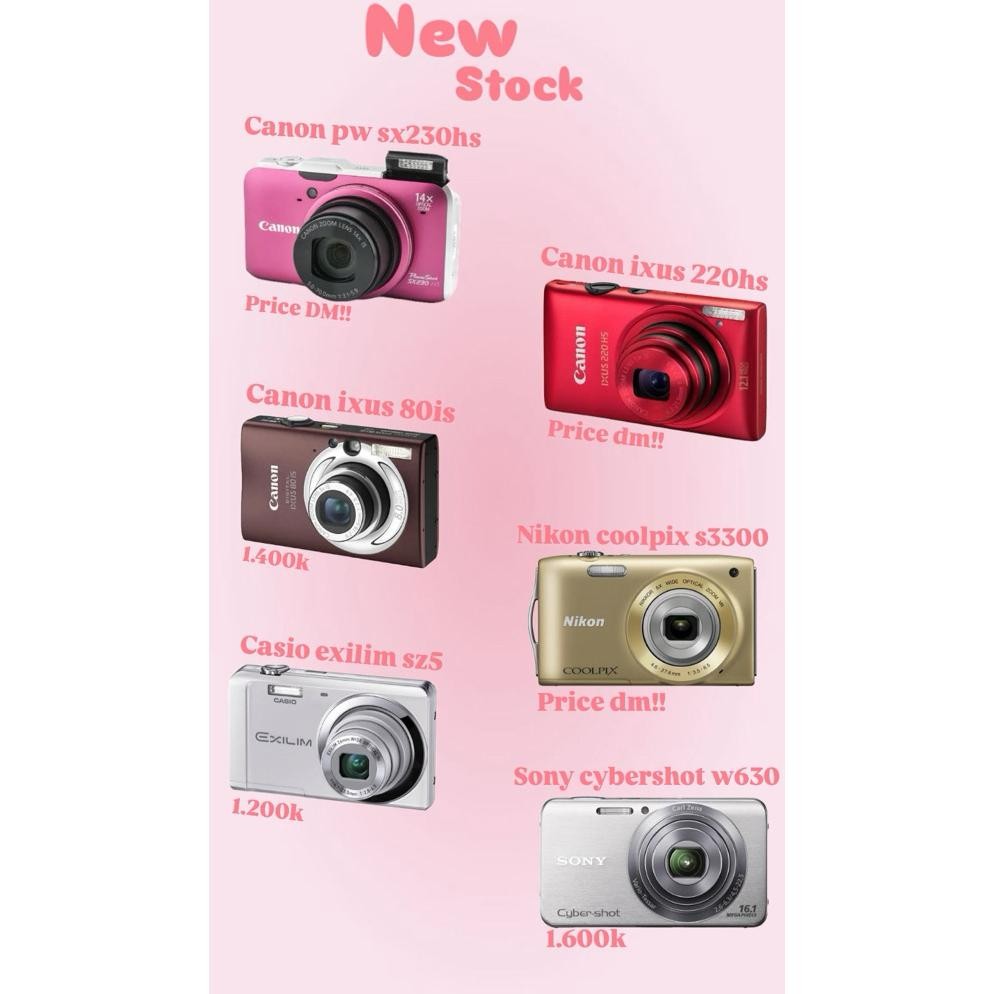 Digicam/Kamera Digital/Kamera Pocket Sony,Canon,Exilim,Olympus,Samsung,Nikon