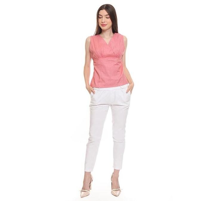 Basix - Birdella Sleeveless Blouse Pink - Atasan Tanpa Lengan V-Neck