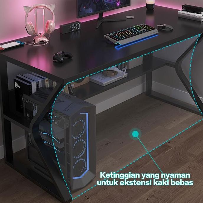 Meja Komputer / Meja Gaming / Meja Komputer 140cm / Meja Komputer 120cm /Meja Belajar /Meja kantor L