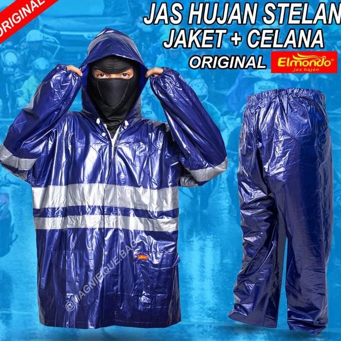 Jas Hujan Elmondo Original Mantel Hujan Pria Jas Ujan Setelan Celana