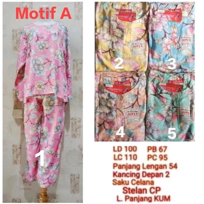 Cod Setelan Cp Lengan Panjang Kencana Ungu Label Merah Rayon Is75