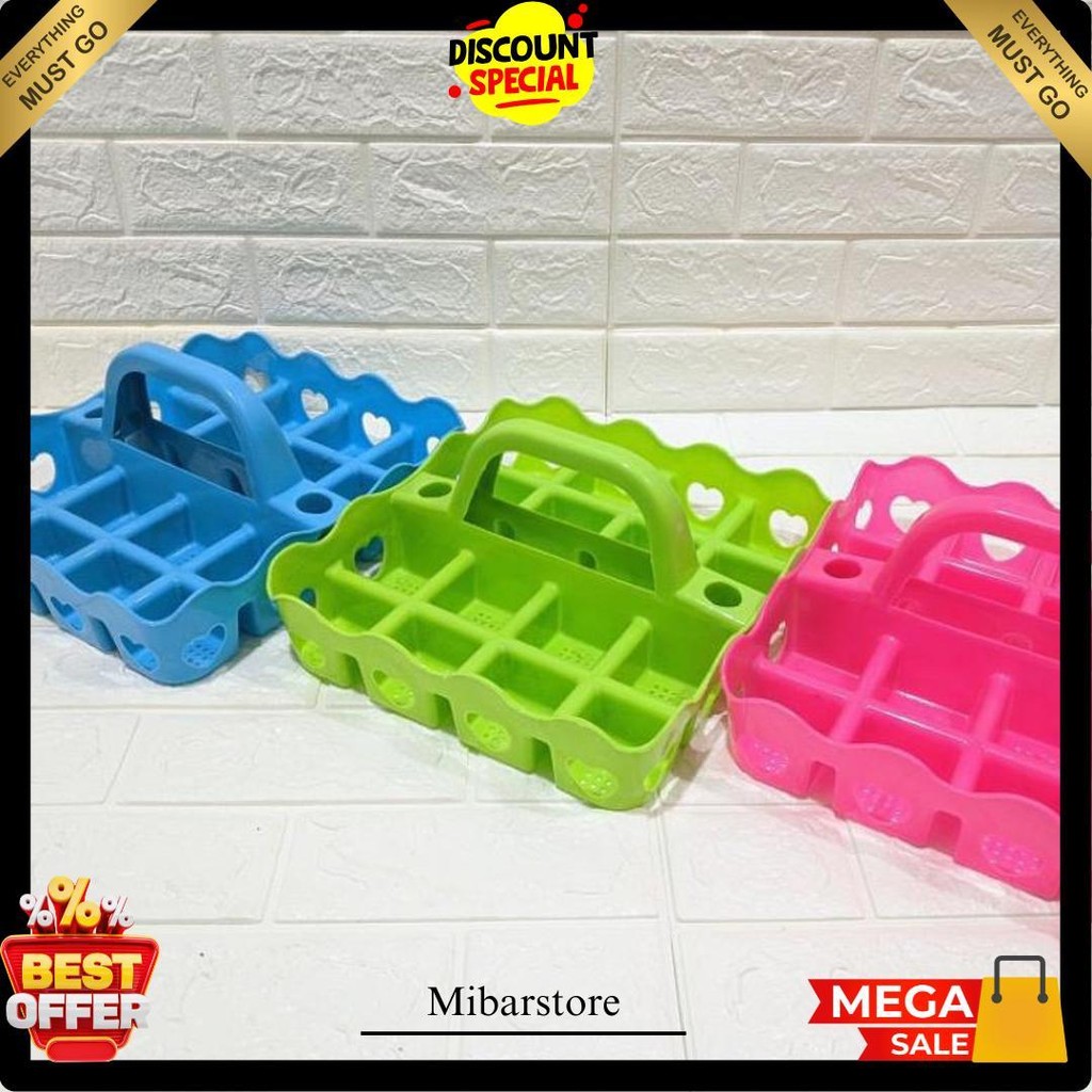 Rak Tempat Gelas Aqua Isi 10 / 12 / 16 Slot Skat Lubang Bahan Plastik Keranjang Mineral Siap Kirim