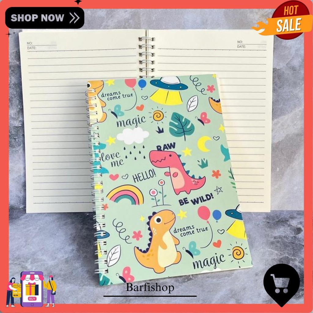 

Buku Ring A5 Karakter Dino Dinosaurus Notes Binder Tulis Karakter Lucu Tulis Siap Kirim