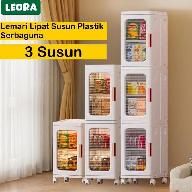 PROMO DISKON - LEORA Lemari Lipat SUSUN LEORA Lemari Pakaian Plastik Lemari Portable Lemari Plastik 