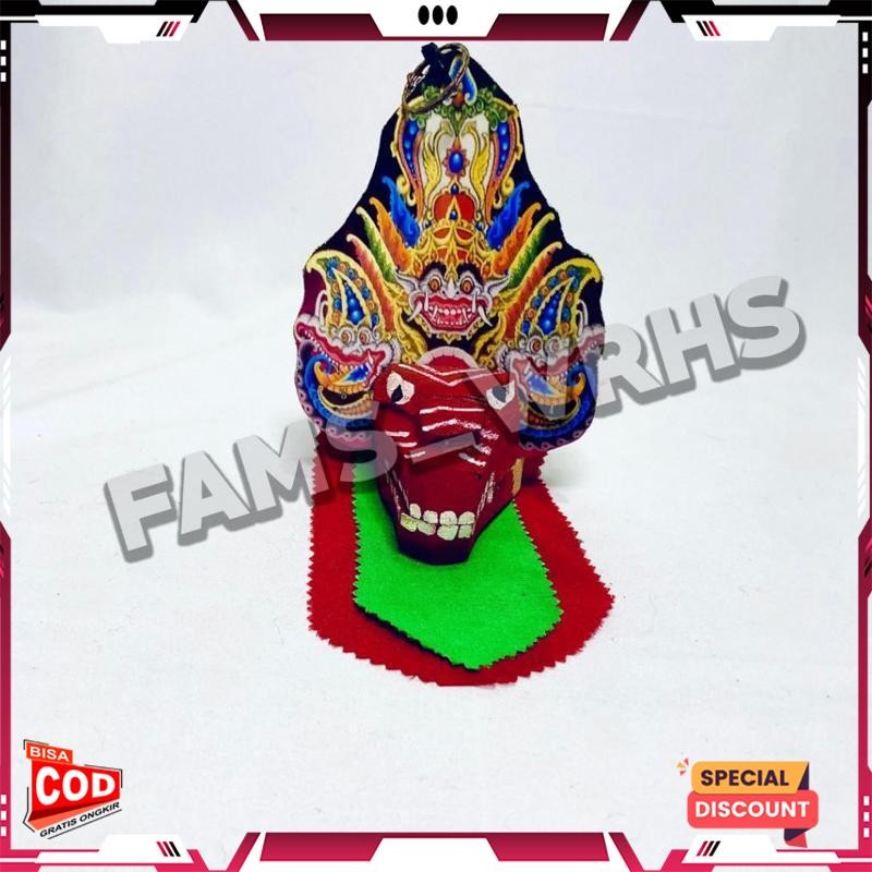 Termurah Gantungan Kunci Barongan Bahan Kayu Miniatur Barongan Merah Berkualitas Viral Kekinian Terb