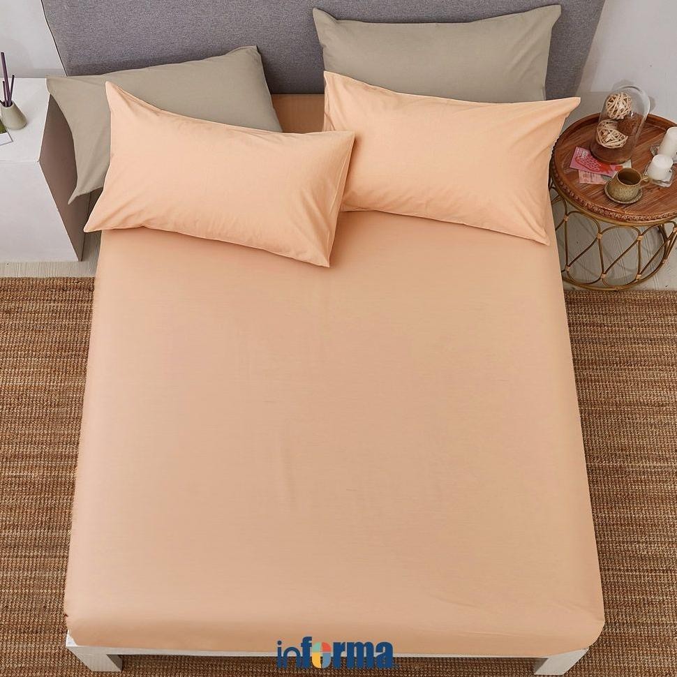 Informa Linotela 200X200 cm Seprai Super King Katun Fitted - Oranye Soft Sprei Seprai Aesthetic Sepr