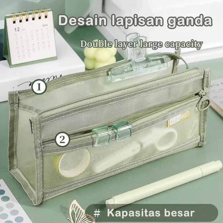 

Paling Laris Tempat Pensil Korea Mesh / Tempat Pensil Transparan Simple Transparan - Stazionario