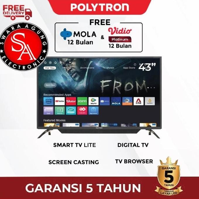 HARGA DISC - Led Digital Smart TV 43 Inch Polytron Type : 43CV1569 (Khusus Medan)