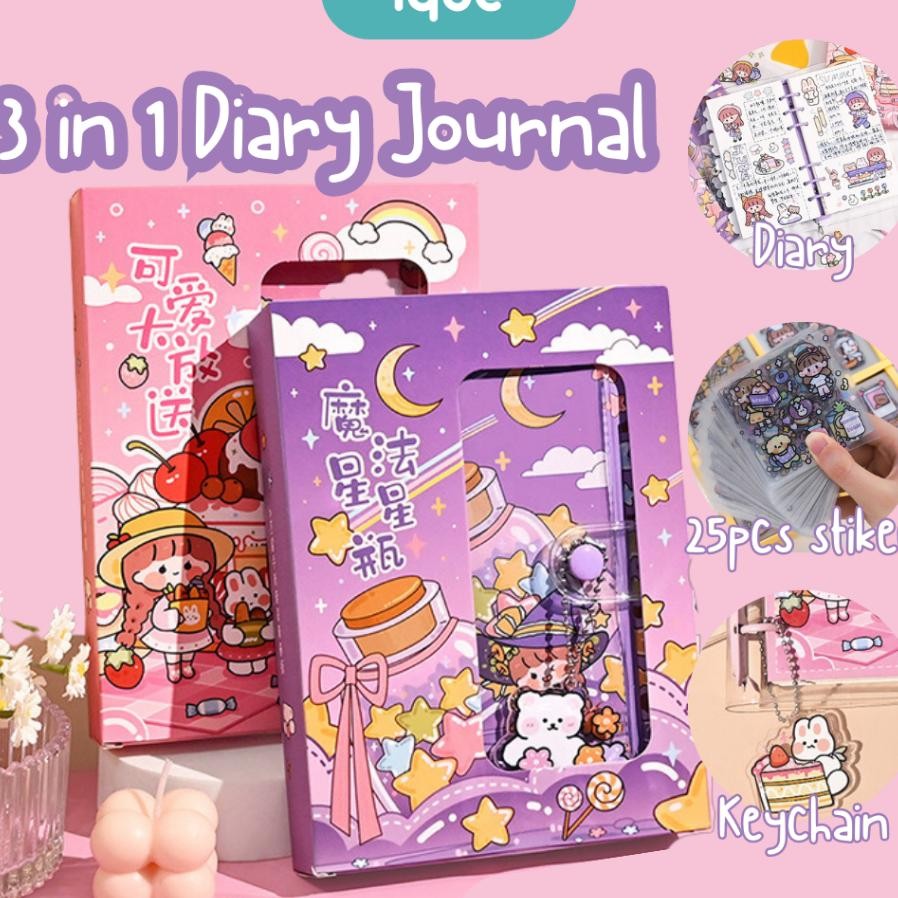 

Cute Diary Journal Korea Style Binder Diary Set Lengkap Kertas A6 Buku Catatan Harian Notebook