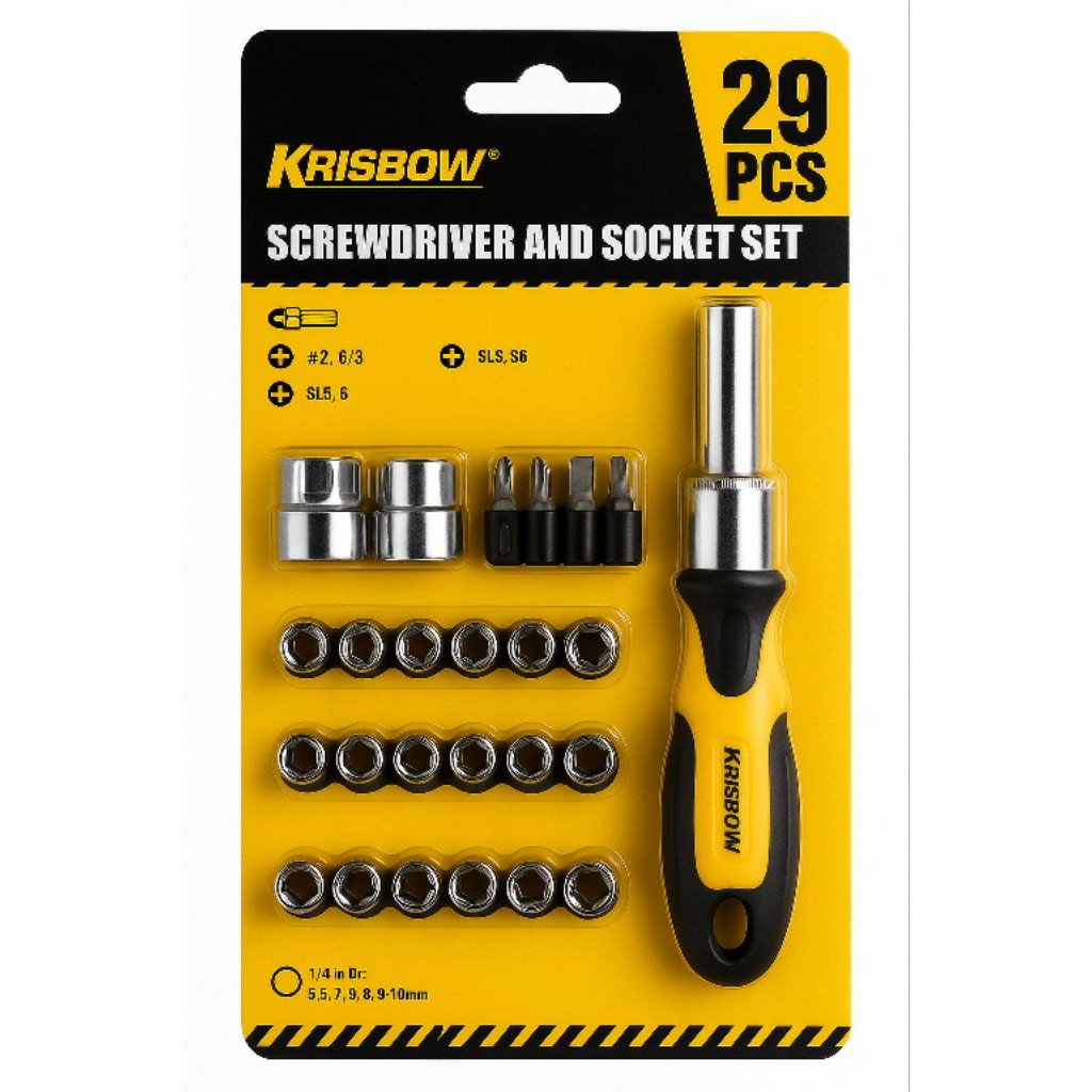 Krisbow Screwdriver and Socket Set 29 Pcs kunci perkakas obeng set 29 pcs