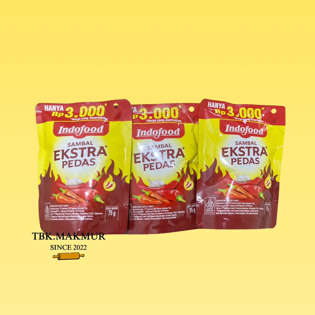 

Indofood Sambal Ekstra Pedas Saos Ekstra pedas 75Gr Hanya 3000