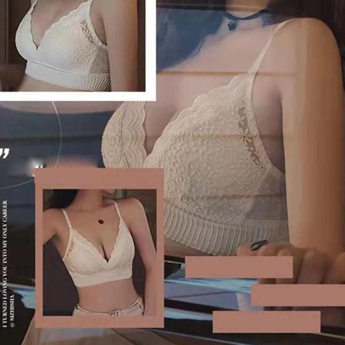 TUTULADY Bra Wanita Seksi Nyaman Kecantikan Kembali tanpa Renda Kawat Bras Lucu