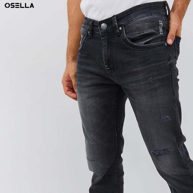 Murah [New] Osella Hamilton Slim Fit Celana Jeans Pria In Grey 208O320341