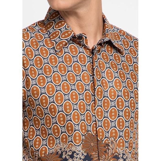Promo Adikusuma By Arjuna Weda Hem Pria Batik Motif Bunga Teratai - Body Fit | Katun | Lengan Panjan