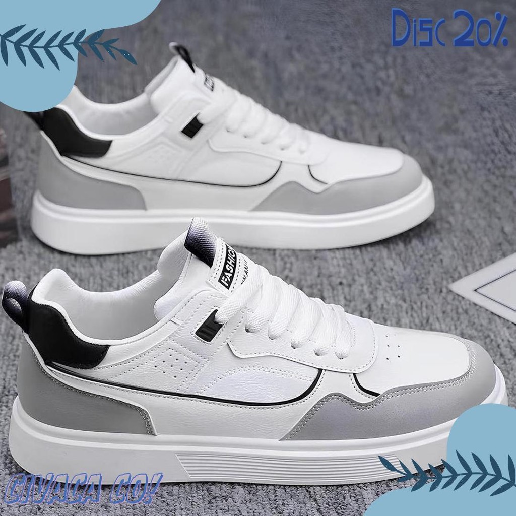 Sepatu Sneakers Pria Wanita Putih Kasual Sepatu Import Kerja Sekolah Keren Sepatu Cowok Keren