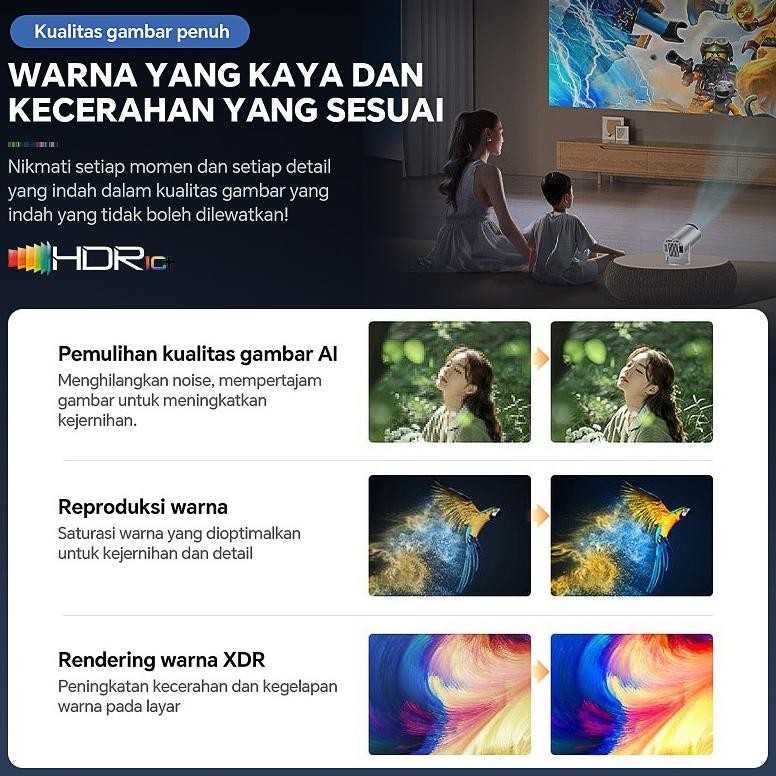 Smart Proyektor Lcd Android13- 1080P - Pro Proyektor 4K Kamar Tidur Rumah Proyektor 5G Kotak Android