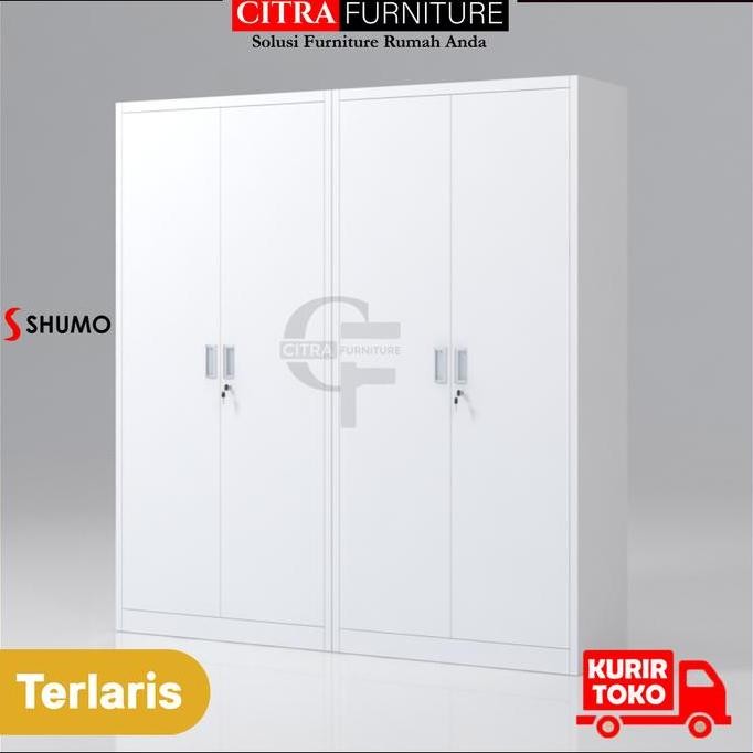 TERBARU - SHUMO Lemari Arsip Besi 4 Pintu Swing Besi White Miami Series