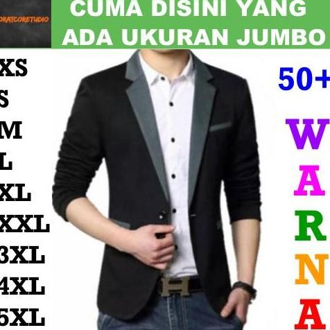 Jas Pria Blazer Cowok Celana Rompi Tebal Setelan Hitam Kombinasi Abu 2
