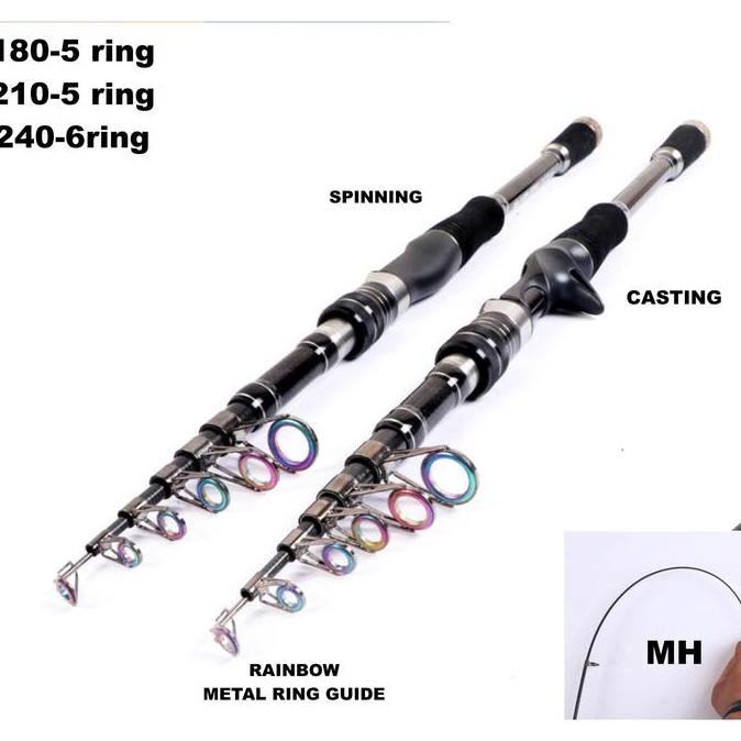 Casting Spinning Joran Pancing Ultralight Ul Pendek Mini Ring Rainbow Metal Allshop