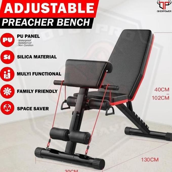 TERBARU - Adjustable Preacher Bench/Kursi bangku Fitness/Alat Gym/Sit up
