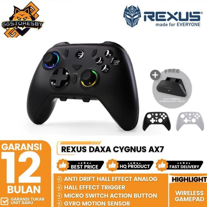 BEBAS ONGKIR - REXUS DAXA CYGNUS AX7 WIRELESS Gamepad