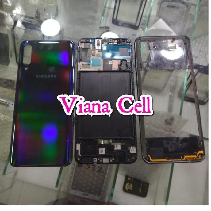 BACK DOOR BACKDOOR PLUS FRAME LCD TULANG SAMSUNG A50 A505 HITAM ORI