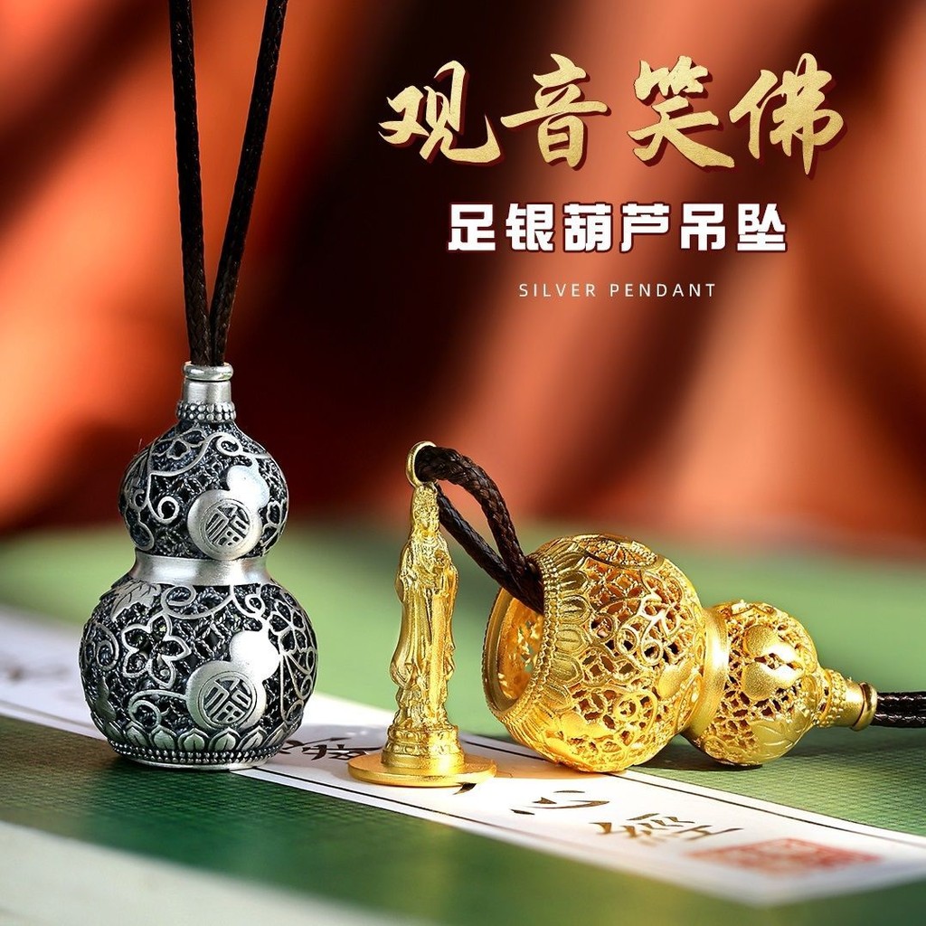 999Liontin Kepala Buddha Guanyin Perak Murni Emas Liontin Kalung Perak Murni untuk Pria