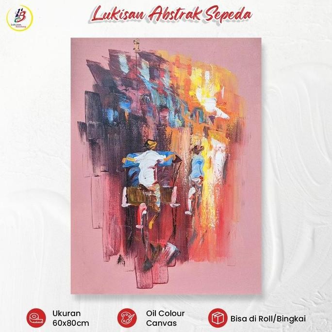 TERLARIS - Lukisan Becak Tradisional Jalanan Asli Kanvas 60x80cm untuk Dekorasi Dinding Nostalgia