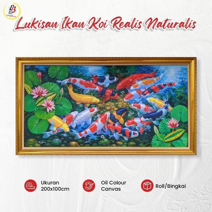 BEBAS ONGKIR - Lukisan Ikan Koi Hoki Ukuran Besar