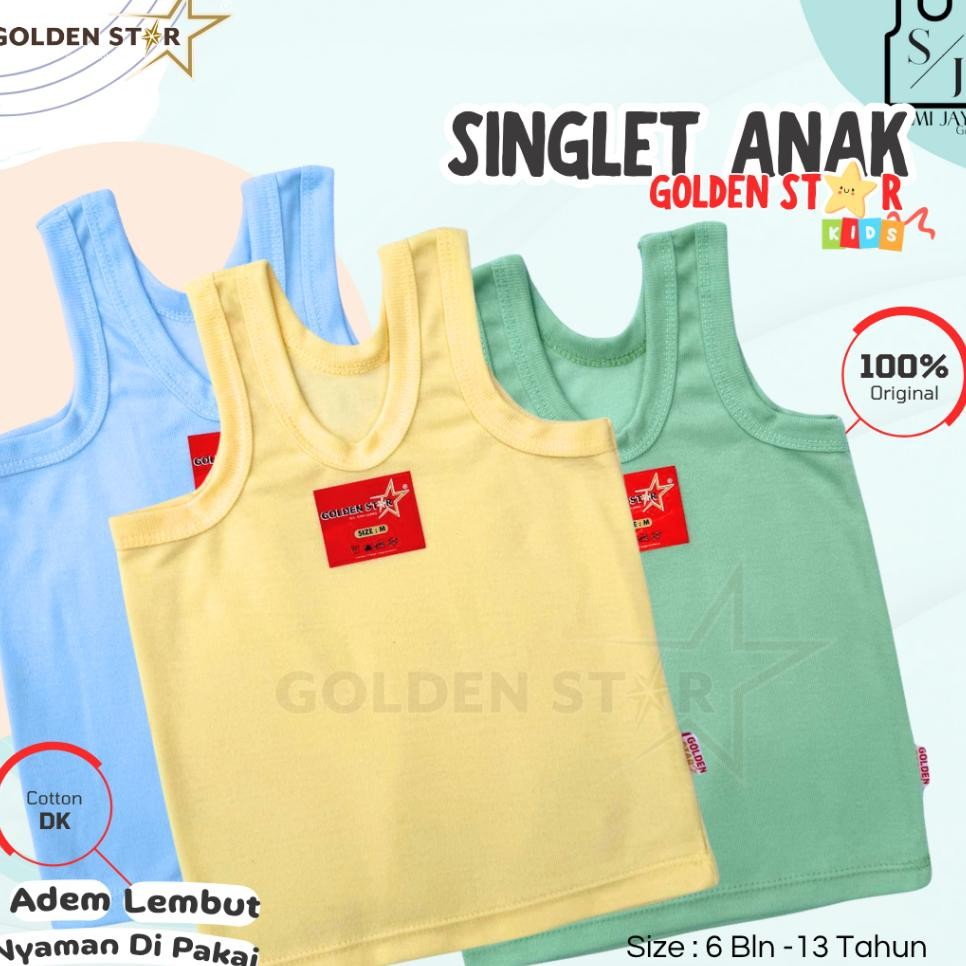 1 Lusin 6 Pcs Singlet Kaos Dalam Anak Umur 0 Anak Abg Golden Star Putih Singlet Kaos Dalam Sd Smp Sm