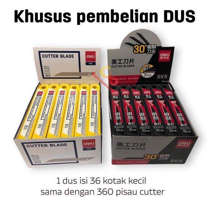 

isi cutter 30 derajat DELI isi ulang cuter runcing Refill Cutter Blade 30 Degree (DUS=36box)