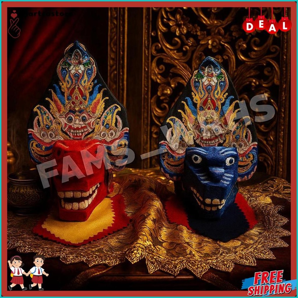 Gantungan Kunci Barongan Bahan Kayu Miniatur Barongan