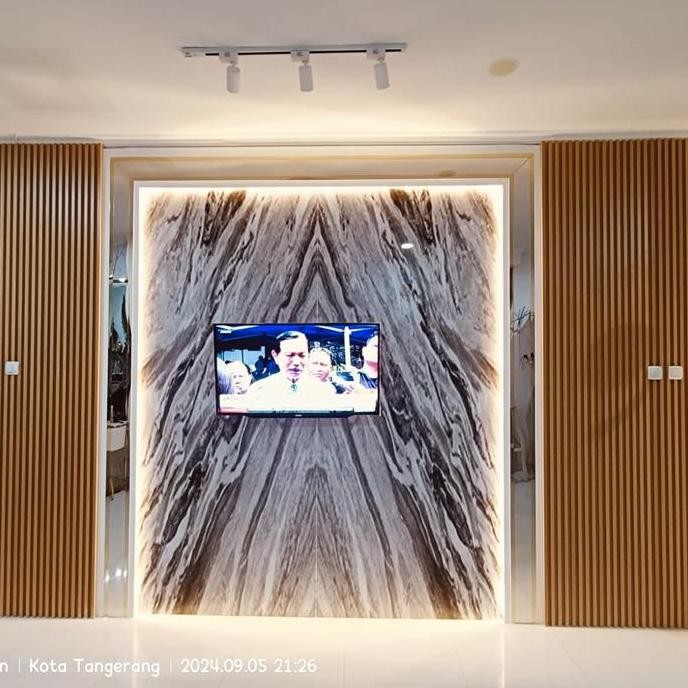 Backdrop TV wpc marmer dan pvc
