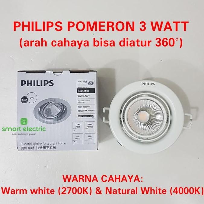 NEW Philips Pomeron 3 Watt Spot Light Lampu Sorot Downlight LED Bagus