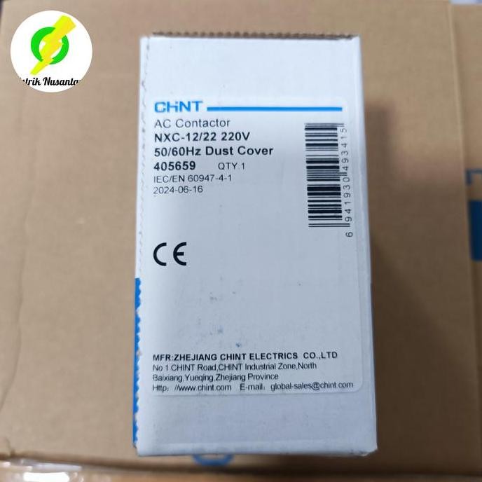 Bst Ready Contactor Chint Nxc-12/22 4P 2No 2Nc 220V 400V Kontaktor 2No 2Nc 4 Pole Phase Ac1:25A Ac3: