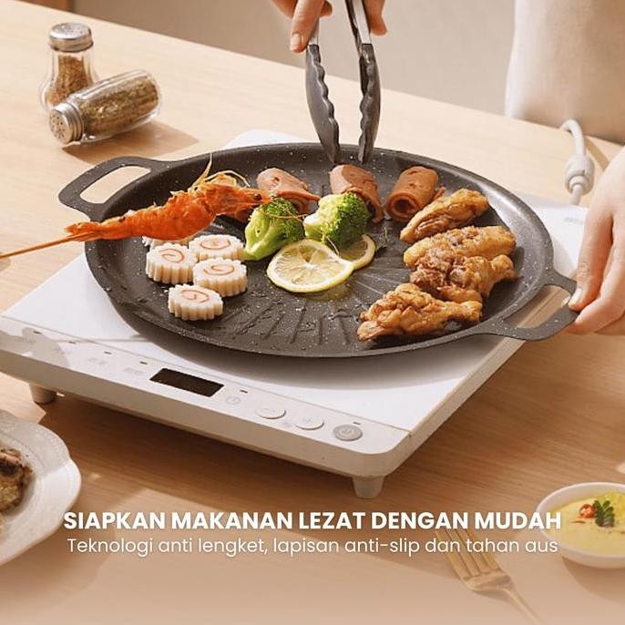 Grill Pan Ala Korea 36Cm Ukuran Tebal Dan Kokoh Muat Banyak Anti Lengket Kitchenware Alat Aluminium 