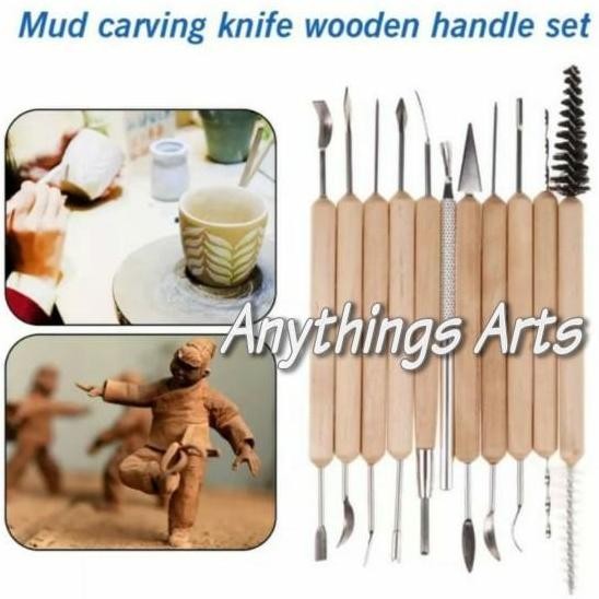 

Promo Clay Sculpting Wax Pottery Carving Tools Set 11 alat ukir cukil COD