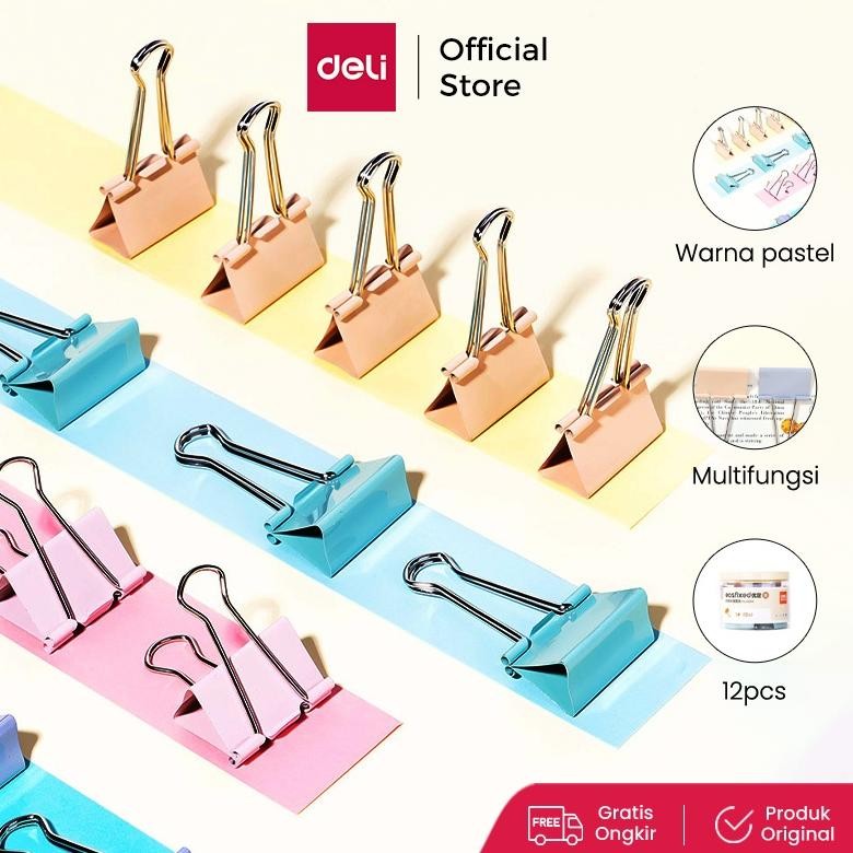 

Promo Deli Binder Clip / Klip Binder / Penjepit Kertas Warna-Warni Pastel 855Xa Prermium