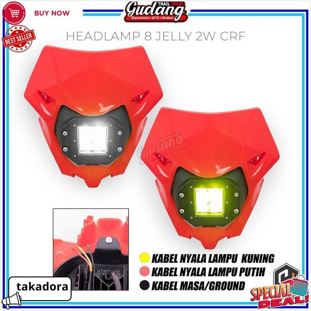 Headlamp Reflektor Batok Lampu Depan 8 Led Jelly 12 Led Crf 150L Crf 250 Hrv Bisa Cod