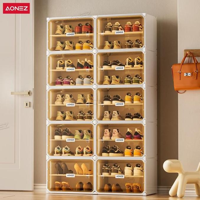 AONEZ Lemari sepatu besar pria rumah minimalis Transparan Anti Debu-20 layers dapat digunakan untuk 